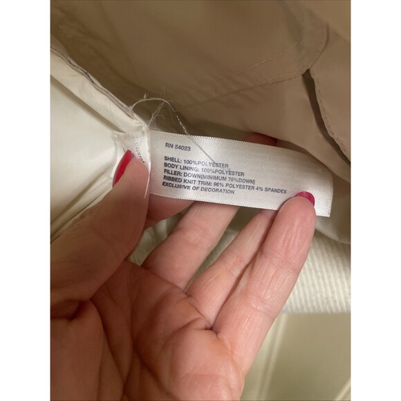 Vintage Y2K The Gap Ivory Cream Puffer Vest Goose Down Stow Hood Hoodie Small - Picture 16 of 16